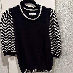 THML Black and White Puff Sleeve Blouse